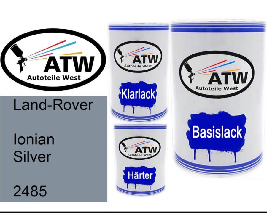 Land-Rover, Ionian Silver, 2485: 500ml Lackdose + 500ml Klarlack + 250ml Härter - Set, von ATW Autoteile West.